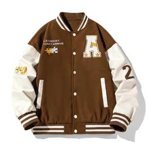 Fabricante Atacado Personalizado Letterman Varsity Jacket para Homens Mulheres Inverno Vintage Malha Escola Jaqueta Bordado Rebite