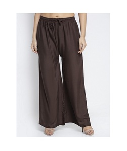 批发定制夏季人造丝亚麻Palazzo长裤，适合女性透气放松宽腿贴合 - Product Image 1