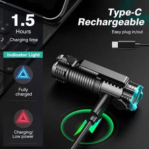 Wholesale 3000 Lumen High Brightness IPX4 Waterproof Flashlight Type C Rechargeable <strong>Torch</strong> <strong>With</strong> Memory <strong>Function</strong> and Strong Magnet - Product Image 3