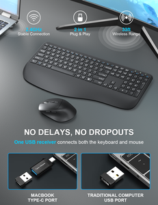 Combo de teclado y ratón de oficina inalámbrico Receptor USB Plug And Play 2,4 GHz 112 Teclas Combo de teclado y ratón de computadora inalámbrico - Product Image 5
