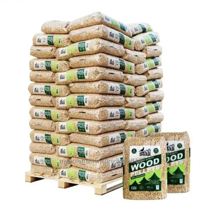 Pellet di legno approvato ue da 6mm in sacchi da 15kg per sistema di riscaldamento Pellet di legno biomassa combustibile materiale di legno