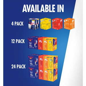 RedBull enerji içeceği çeşitli paket, enerji içeceği, kırmızı, sarı ve kehribar, 80mg kafein, 8.4 floz, 1 paket 12 kutu