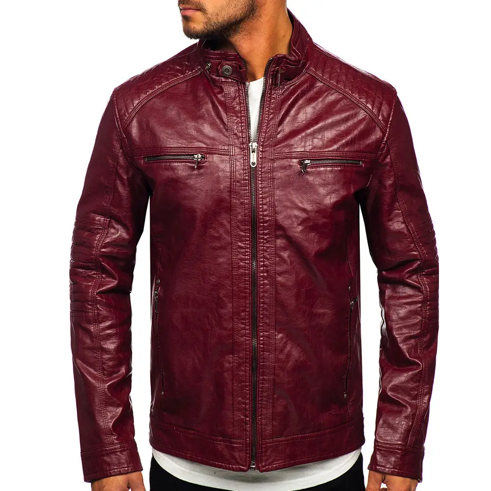 Chaqueta de cuero para hombre más vendida hecha en material duradero, chaqueta de cuero ligera para hombre de último estilo para adultos