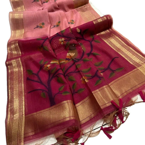 Banarasi Phong Cách Tinh Khiết Mềm Muga Cotton Với Màu Sắc Đầy Đủ resham Dệt Jamdan Pallu Làm Việc Một Phút Vải Saree Áo Truyền Thống - Product Image 2