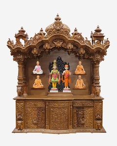 スワミナラヤン寺院のための壮大な彫刻がされた木製のマンディールロイヤルヒンドゥー寺院祭壇アンティークのスワミナラヤン寺院