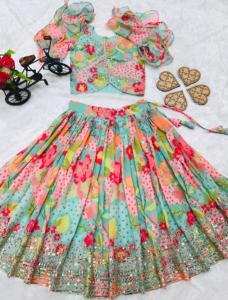 新设计5 6岁儿童茶蓝设计师<span class=keywords><strong>Lehenga</strong></span> Choli印度出口商提供不同颜色