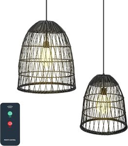 電池式ペンダントライト屋外-電池式リモコン付きライト器具を吊るす2つのシャンデリア防水 - Product Image 1