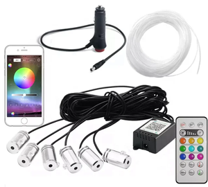 6m 5 In 1 App kontrol esnek Rgb Led araç İç atmosfer ışığı 12V renkli sensör El Neon uzaktan kumanda şerit işık - Product Image 1