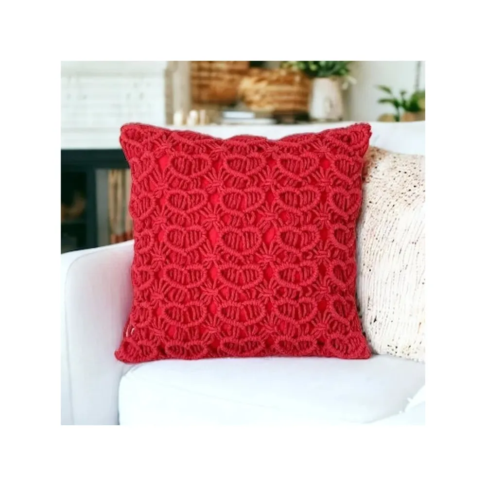 Hot Sale Red Macrame Pillow Cover Boho Decor Cushion Cover Square Pillow Case At Low Price