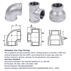 Phụ kiện đường ống dẫn nước bằng sắt mạ kẽm dễ uốn-1/4 "-6" NPT, chống ăn mòn cho đường ống chữa cháy - Product Image 4