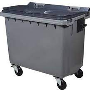 Contenedor de basura industrial para exteriores HDPE de 660L con tapa y bloqueo Contenedor personalizado de basura resistente con 4 ruedas de goma sólida - Product Image 5