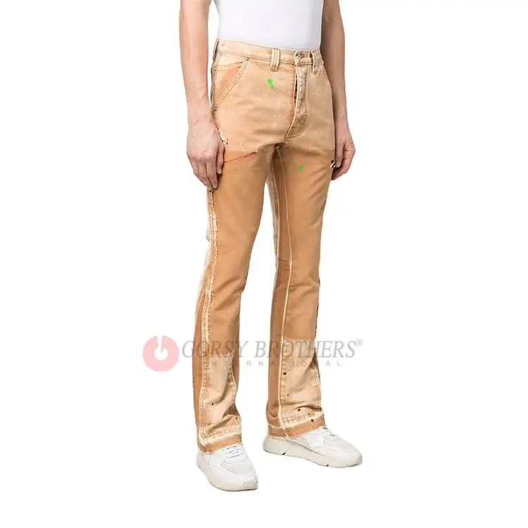 Pantalones de mezclilla de color caqui para hombre, jeans informales con estampado sólido, OEM, alta calidad