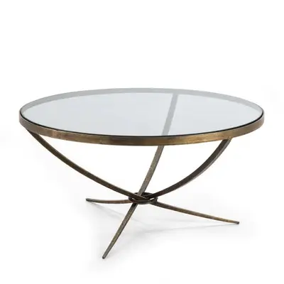 ROUND COFFEE TABLE WITH CURVED GOLDEN ANTIQUE LEGS AND A GLASS TABLE HIGHEST QUALITY METAL COFFEE TABLE HOME HOTEL DECOR