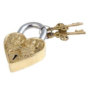 Eski buda yüz kilit ve anahtar-eski bagaj kilidi tam fonksiyonlu Vintage tarzı asma kilit antika anahtarlı kilit ev kullanımı için - Product Image 5