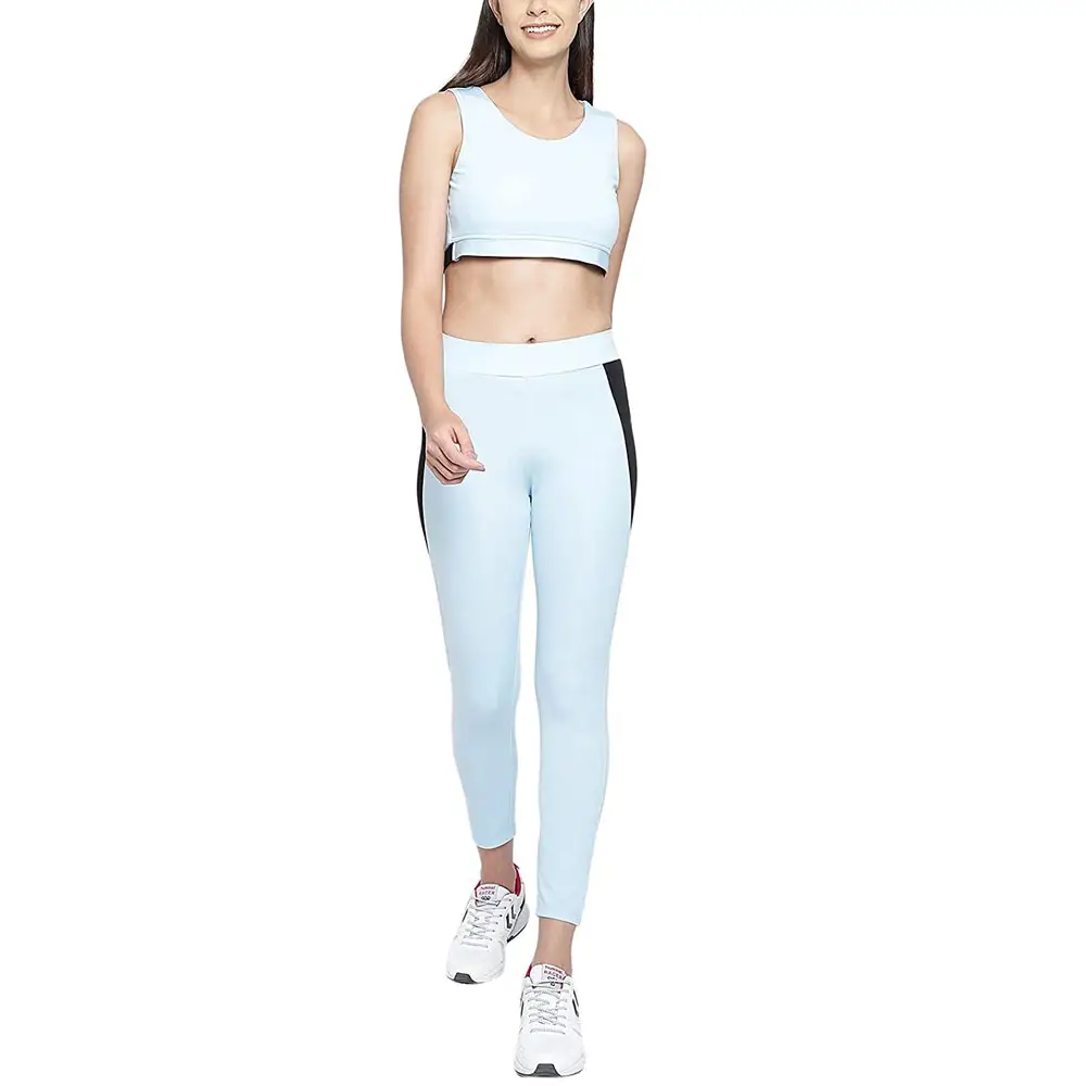 Roupa de treino para as Mulheres 2 peça sem costura de cintura alta Leggings com sutiã esportivo Yoga Set sutiã de mangas compridas correndo Active Wear