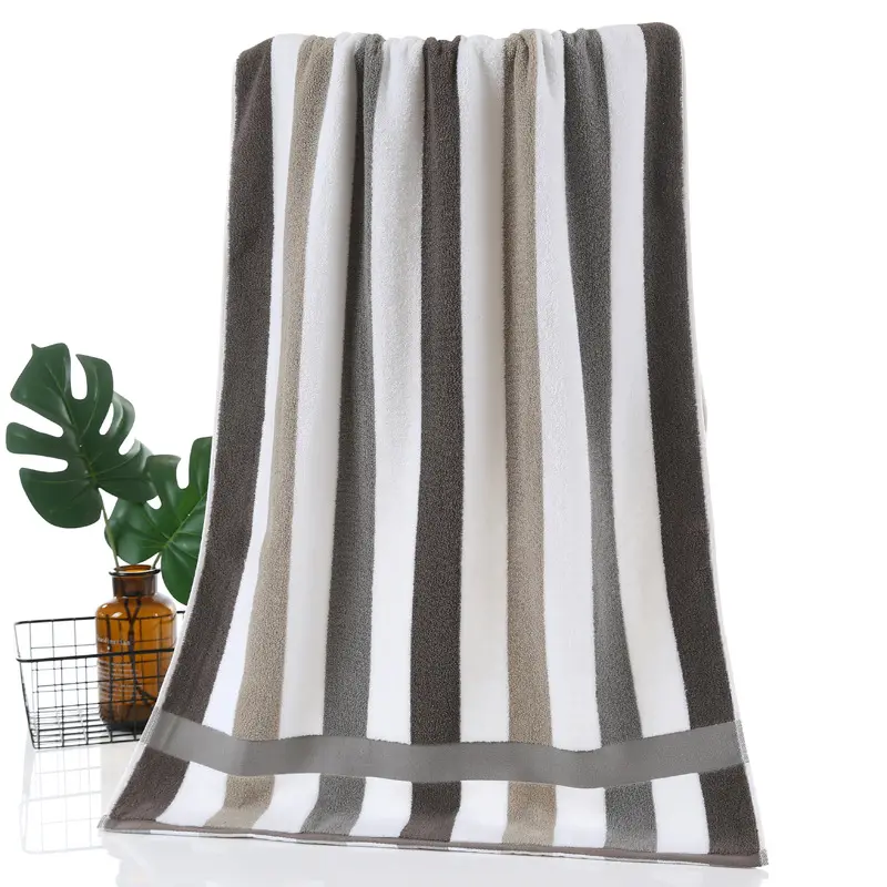 Custom Logo Toallas De Playastriped Beach Towel Cotton Terry Jacquard Stripe Beach Towels