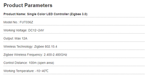 Zigbee-controlador FUT036Z, 1 canal, Controlador LED de un solo color, Zigbee 3,0, atenuador para tira LED para el hogar - Product Image 3