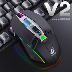 Free Wolf เมาส์เล่นเกมระดับมืออาชีพ V2 RGB,เมาส์มีสายนำแสงปรับได้1800DPI - Product Image 2