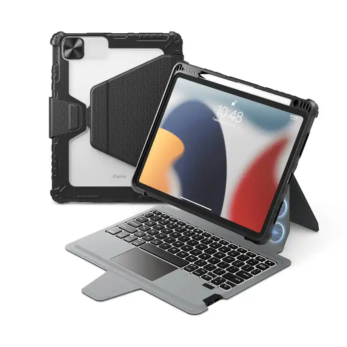 Capa de teclado magnético destacável Nillkin para tablet, teclado com faixa de teclado retroiluminado em 7 cores, capa de couro para ipad 10.9 polegadas, iPad Air 4/5