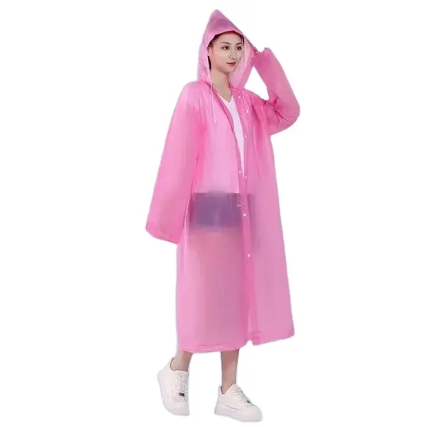 Cappotto antipioggia addensato personalizzato in tessuto EVA poncho con cappuccio per escursioni all'aria aperta impermeabile da donna impermeabile impermeabile lungo impermeabile