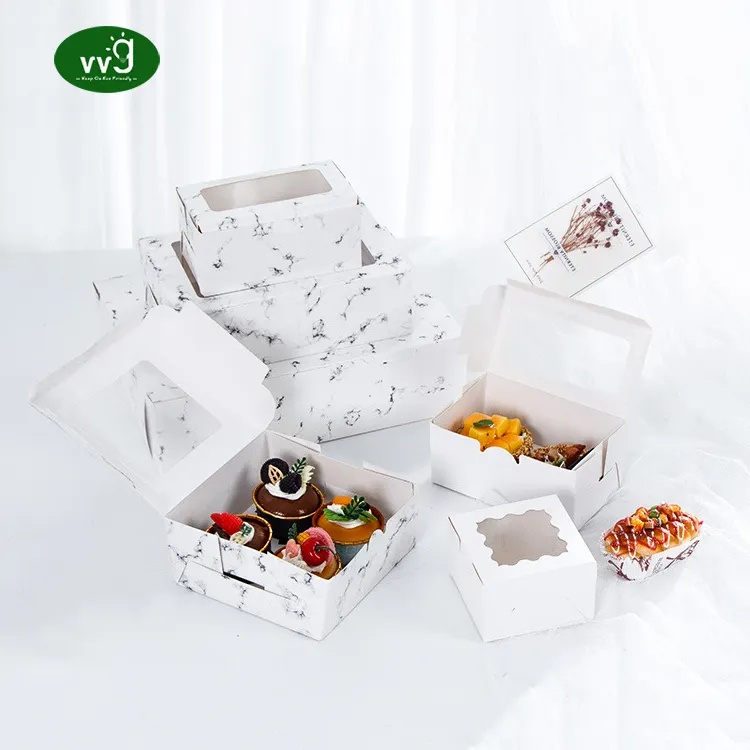 VVG caixa de embalagem para bolos e cupcakes de alta qualidade 2 4 6 12 furos branco rosa kraft mini com janela