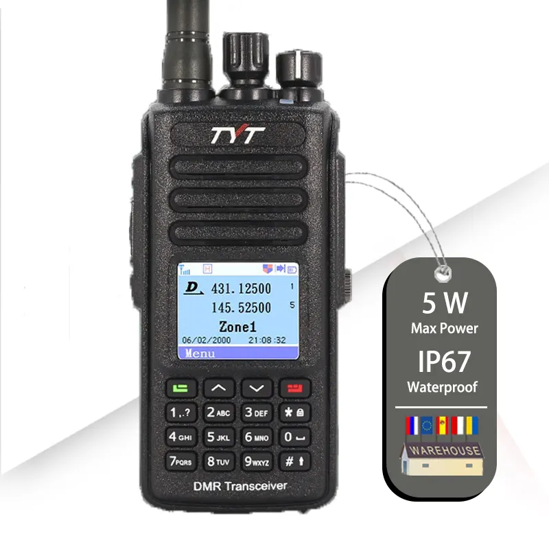 Walkie Talkie Digital Tahan Air IP67 UV390Pro 5W VHF/UHF Radio Dual Band Transceiver Termasuk GPS Upgrde Kabel USB 2200MAh