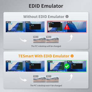 TESmart 2端口双显示器KVM交换机套件HDMI + DP 4K60Hz带USB 3.0扩展坞EDID 2x2 HDMI显示端口KVM交换机 - Product Image 6