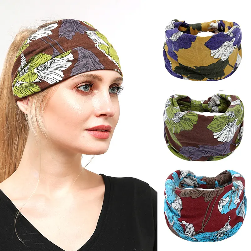 Mujeres Impreso Entrenamiento Hairwraps Gimnasio Damas Yoga Deportes Cintura elástica Wrap Headwraps