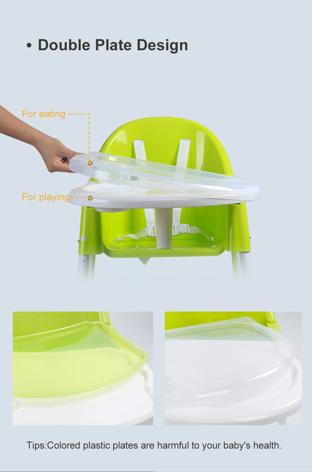 Saftey Plastic Material 2 In 1 Baby High Chair