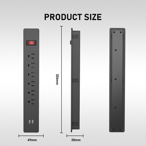 <span class=keywords><strong>Power</strong></span> Strip com 2 USB-A Portas 1.8m Preto Tomada de Extensão Múltipla Portátil EUA Plug Padrão 6 Tomadas AC com Interruptor