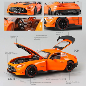 Diecast 1:18 mercede-benz AMG sound alaşım araba modeli ses ve ışık geri çekme kapılar ile açık oyuncak ekran hediye koleksiyonu araba modeli - Product Image 2