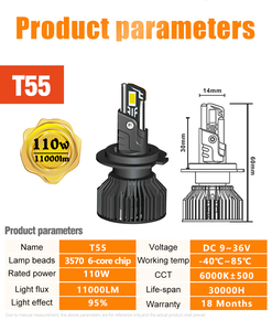 หลอดไฟ LED ปรับแต่งให้สว่างสูง110W 22000ลูเมนหลอดไฟ H11 LED สำหรับรถยนต์ H1ไฟหน้ารถหลอดไฟ LED H4สำหรับ H4รถสีขาว - Product Image 6