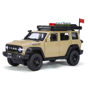 1:24 ölçekli Diecast Model tankı 300 Off-Road modifikasyon ses işık geri çekme kapı açık Metal araba modu dekorasyon toplamak için - Product Image 1