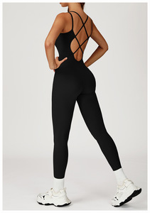 Yoga Jumpsuit Chống Celulitis Thể Thao Sinh Thái In Gim Người Phụ Nữ Rửa Nylon Spandex Thiết Kế Bán Buôn-Thể Dục-Trang Phục-Jumpsuits - Product Image 5