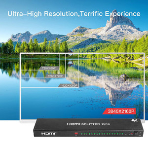 Divisor HDMI de alta calidad, amplificador de salida 1 en 12 y 1 en 16, divisor de vídeo de pantalla Dual para DVD, PS3, HDTV