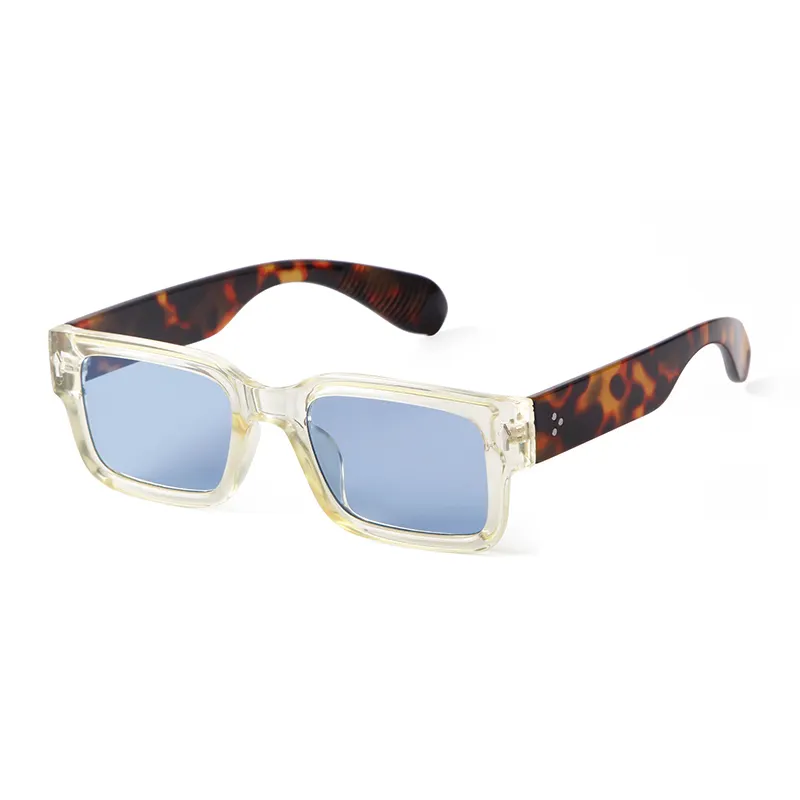 Storia 2022 moda donna occhiali da sole rettangolari colore abbinato montatura quadrata sfumature lenti blu occhiali da sole tartarugati per unghie miglio