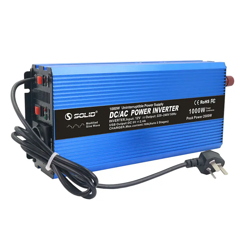 Kesintisiz güç kaynağı modifiye sinüs dalga DC 12 24 Volt 1000 Watt ev güç şarjlı Inverter UPS 1000 W