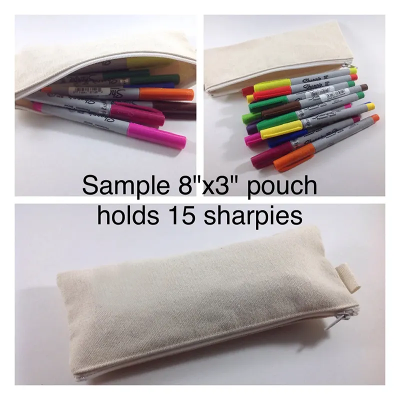 Trousse à crayons en toile de 10oz pour étudiant, porte-monnaie en coton à la mode pour cadeau de fête