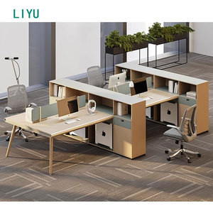 Muebles de oficina comerciales modernos Liyu, escritorio de doble ordenador para estación de trabajo de empleado, partición Modular con compartimento para Villa - Product Image 1