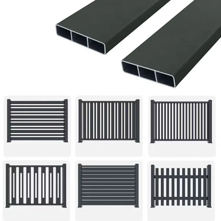 Venda direta da fábrica perfil preto industrial personalizado de alumínio para cercas de jardim e ripas de alumínio para cercas