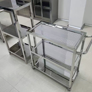 Xe đẩy dụng cụ phẫu thuật bằng thép không gỉ hai tầng có bánh xe, đạt chứng nhận CE, dùng cho bệnh viện và trường học - Product Image 6