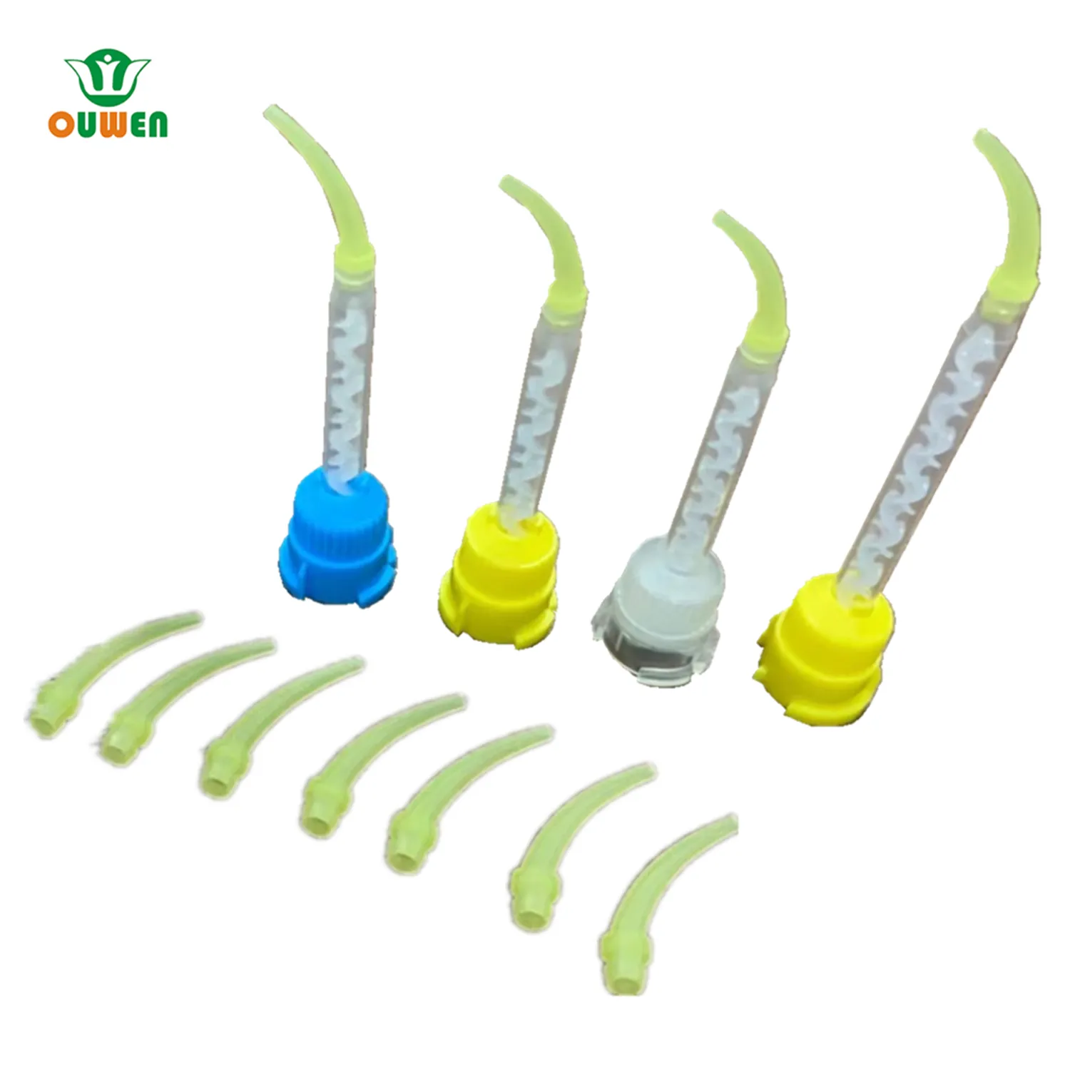 Promoção Dental Pontas de mistura tubos amarelos para materiais de impressão de laboratório de dentaduras de silicone descartáveis de borracha