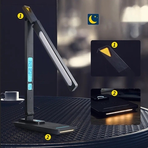 Wireless Charger USB Charging Date Temperature Function Portable Office Desk <strong>Lamps</strong> LED Table <strong>Lamp</strong> with Clock Alarm - Product Image 4