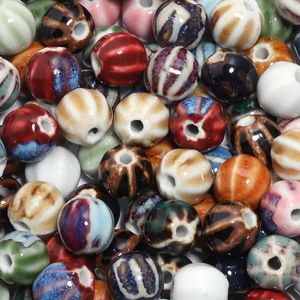 JC Factory Wholesale Ceramic <strong>Beads</strong> 11.5 mm Coloured Stripe DIY for Jewelry Making Ceramic <strong>Beads</strong>