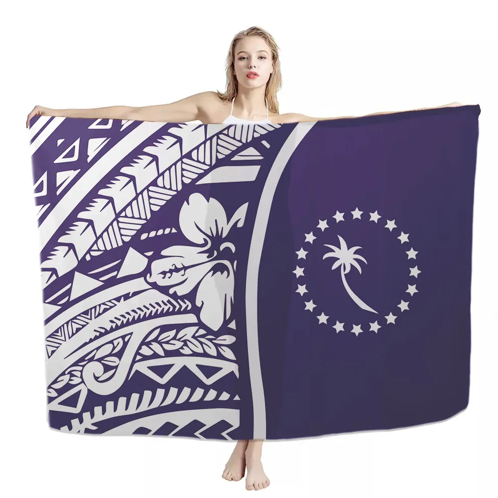 Полинезийский ЧУК, Микронезия, племенное кокосовое дерево/гибискус, фиолетовый узор, Iavalava Sarong, гостиничное полотенце, индивидуальная пляжная одежда, купальник
