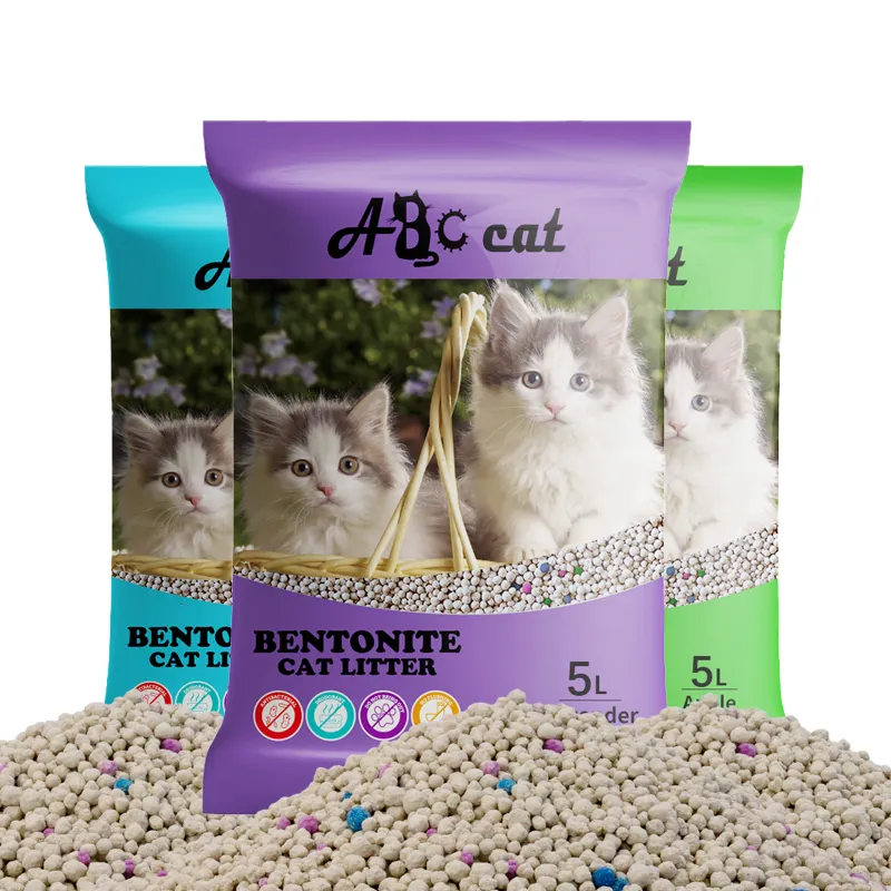 Fournisseur OEM sans poussière, forte agglomération, argile de Sodium, sable pour chat, nettoyage facile, Premium, parfum lavande, litière pour chat, Bentonite