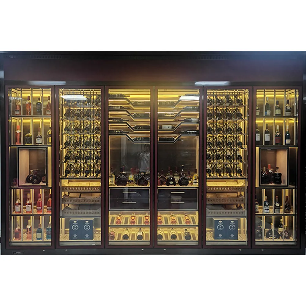 La porta di vetro della mobilia del Bar della casa del ristorante ha condotto la vetrina moderna popolare dell'armadietto di esposizione del vino