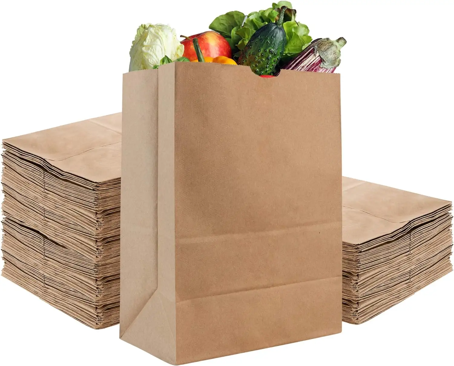 52 Pfund braune Kraftpapiertüten 100 Zählen braune Kraftpapiertüten Lebensmittelgeschäft Großhandel große Papiertüten für Lebensmittelkäufe