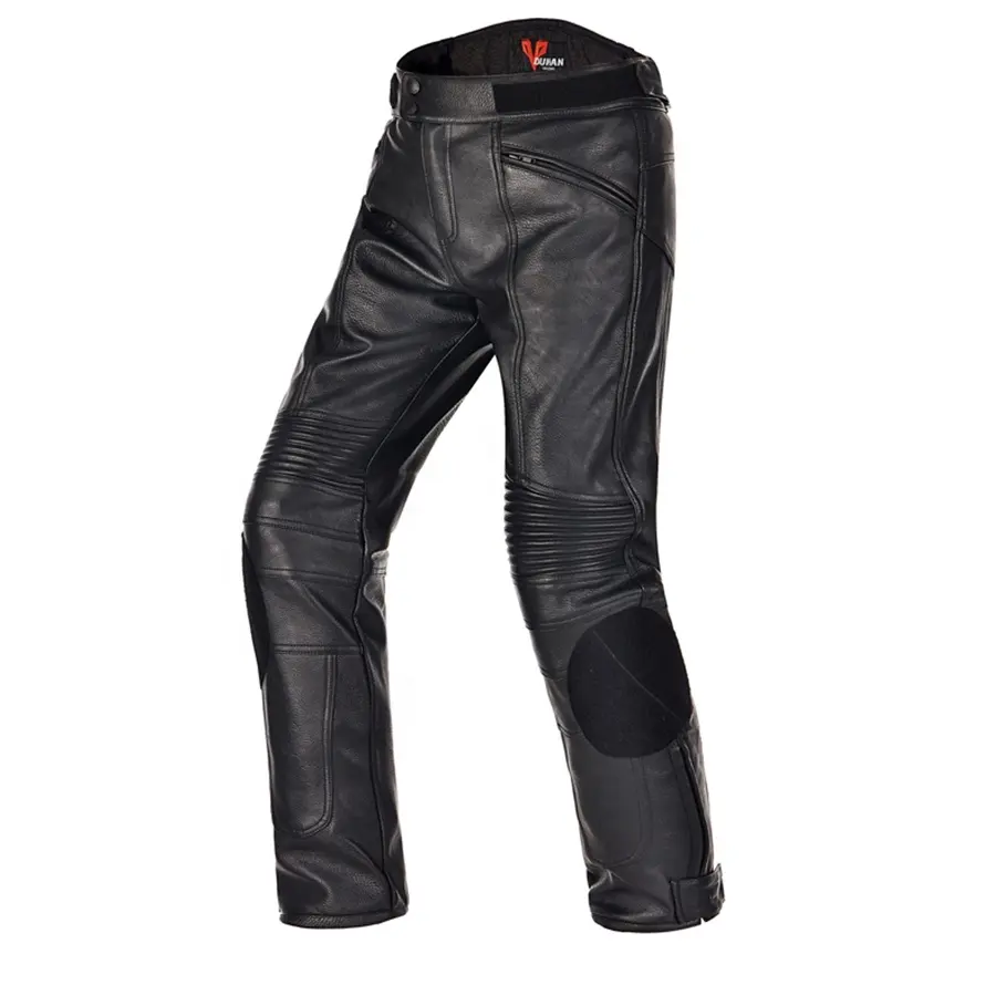 DUHAN — pantalons de moto en cuir PU, vêtement de loisir imperméable et respirant avec protection pour les genoux