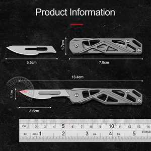 Opvouwbare <span class=keywords><strong>Scalpel</strong></span> Roestvrij Staal Edc Outdoor Uitpakken Zakmes Met 10 Stuks #24 Vervangbare Messen - Product Image 2